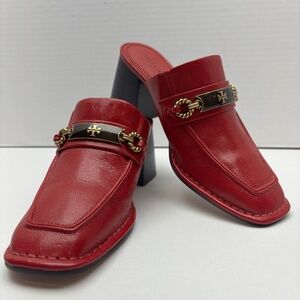 Tory Burch Perrine Red Leather Loafer Pumps Size 7M